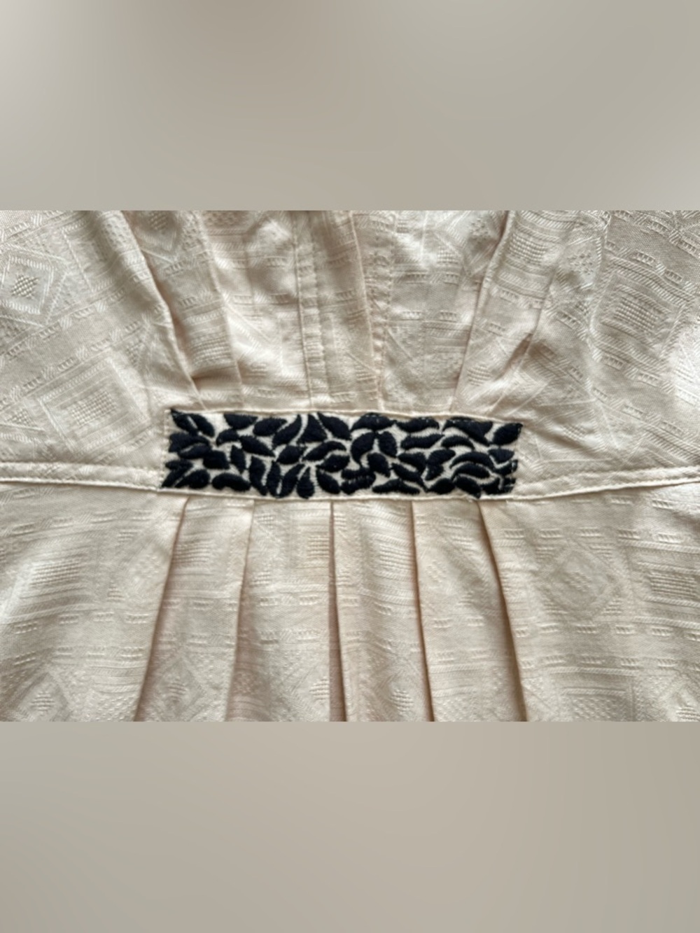 Anthro Orla Embroidered Mini Dress Size 10 Khaki Puff Sleeve Cotton - Picture 11 of 15